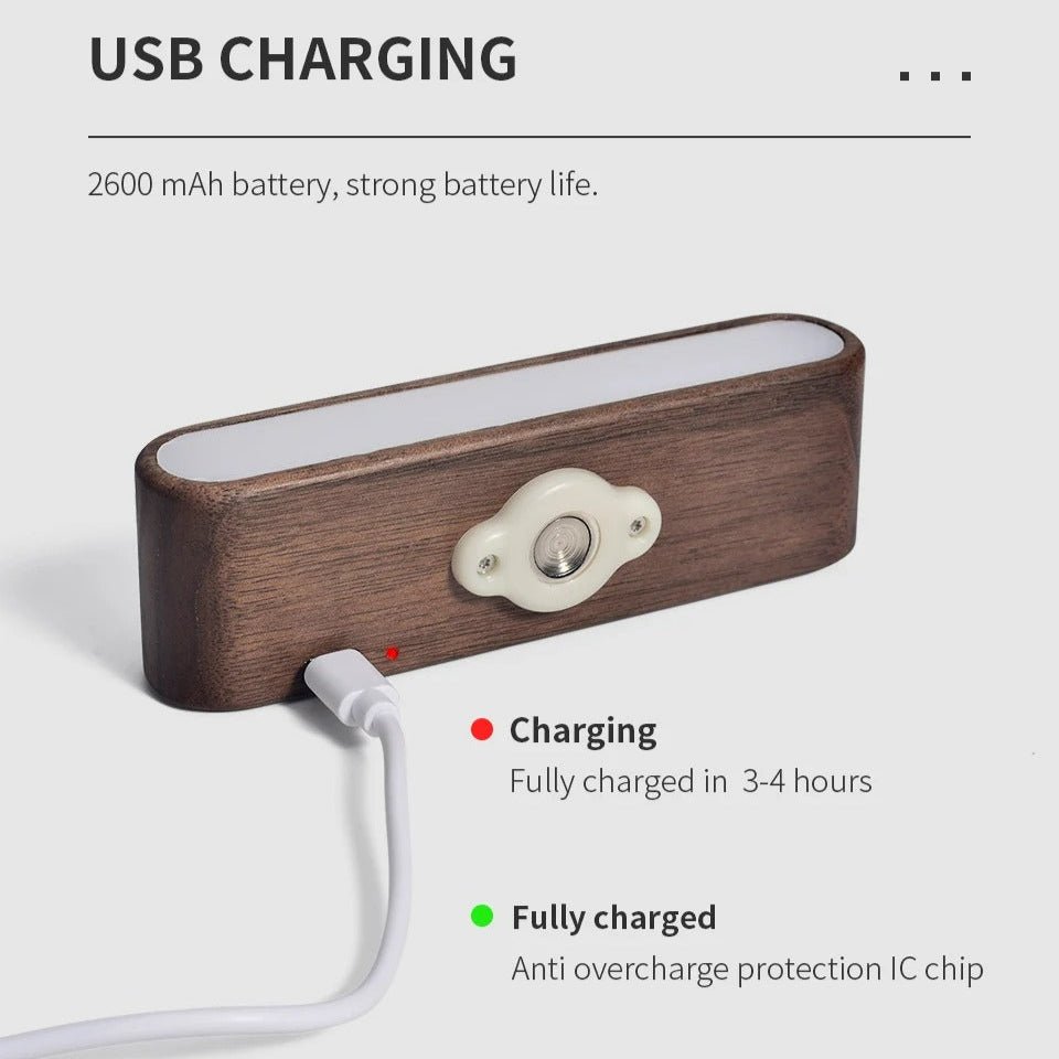 Rechargeable 360° Rotatable Wooden LED Wall Light