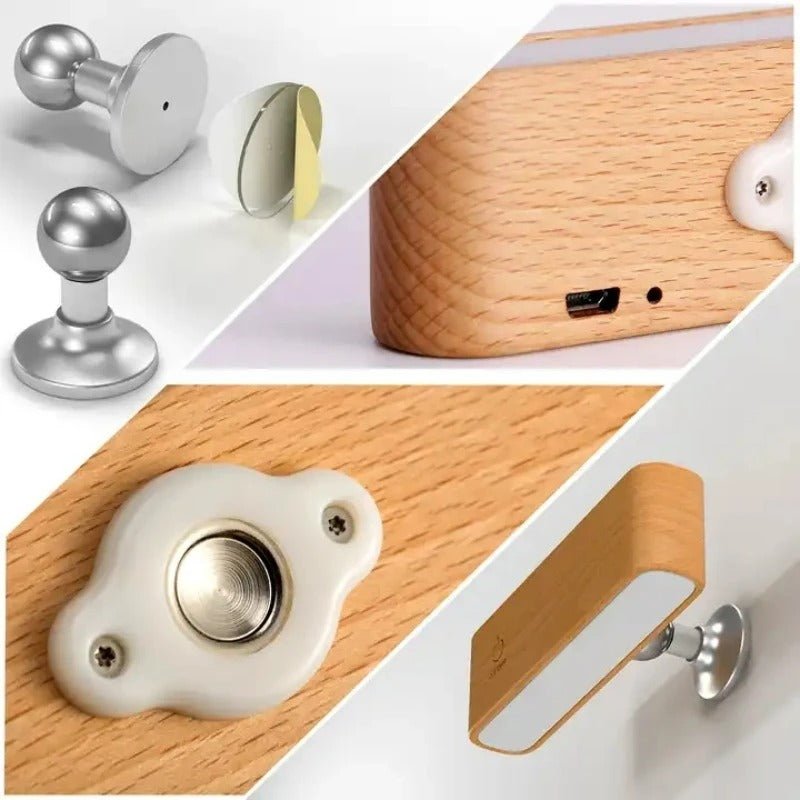 Rechargeable 360° Rotatable Wooden LED Wall Light