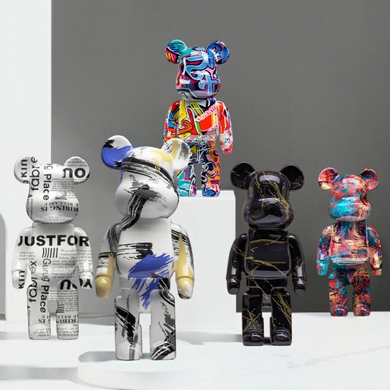 Resin Bear Sculpture with Graffiti Street Art Design