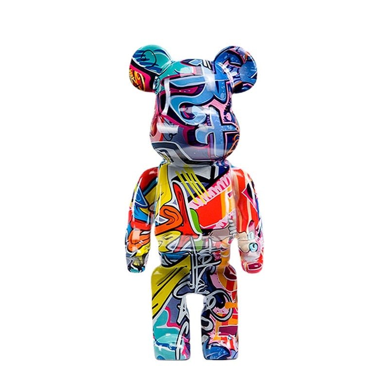 Resin Bear Sculpture with Graffiti Street Art Design