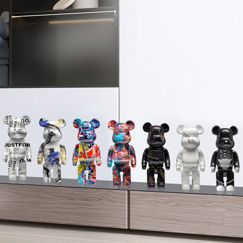 Resin Bear Sculpture with Graffiti Street Art Design