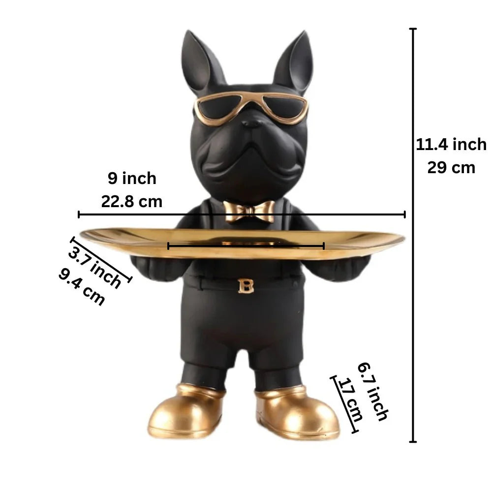 Service Bulldog Sculpture with Tray