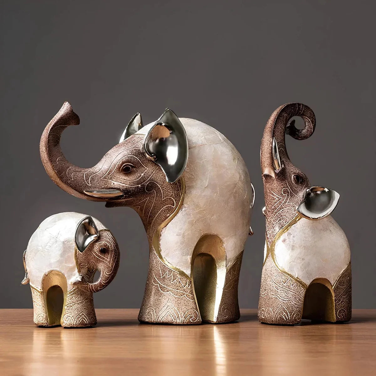 Set of 2 Elephant Figurines – Wildlife Decor