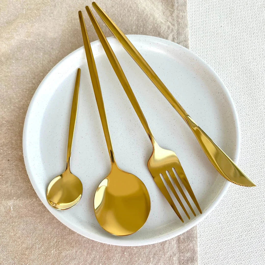 Sleek Golden Flatware 24 pc Set