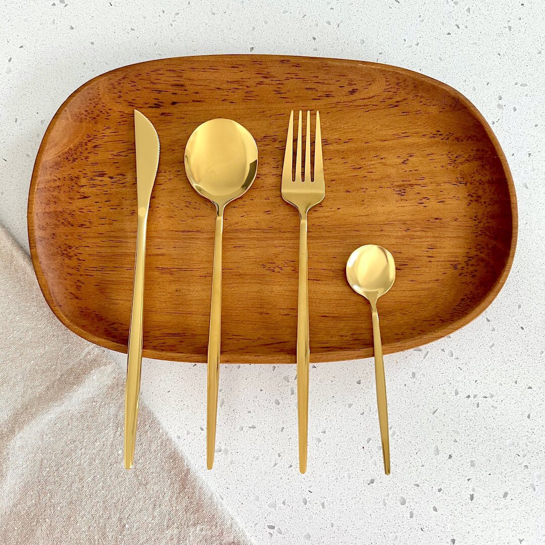 Sleek Golden Flatware 24 pc Set
