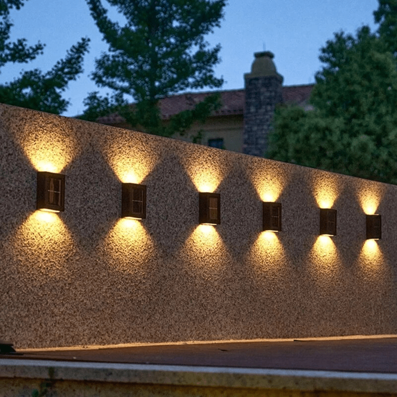 Solar Panel Powered LED Wall Lights for Outdoor