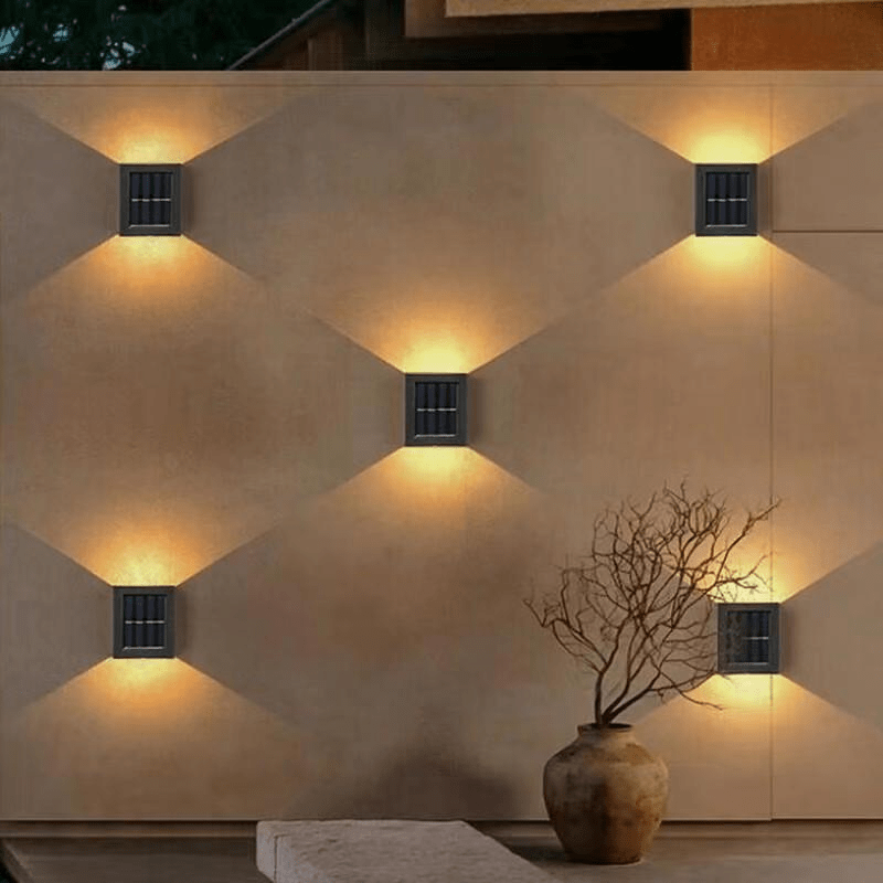Solar Panel Powered LED Wall Lights for Outdoor