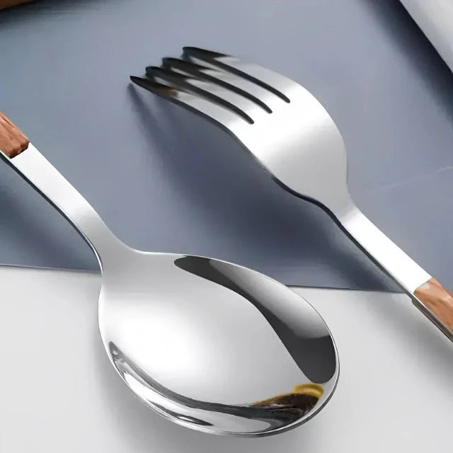 Stainless Steel Cutlery Set with Wood Handle