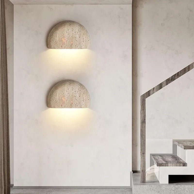 StoneLamp - Wabi Sabi Natural Travertine Wall Lamp