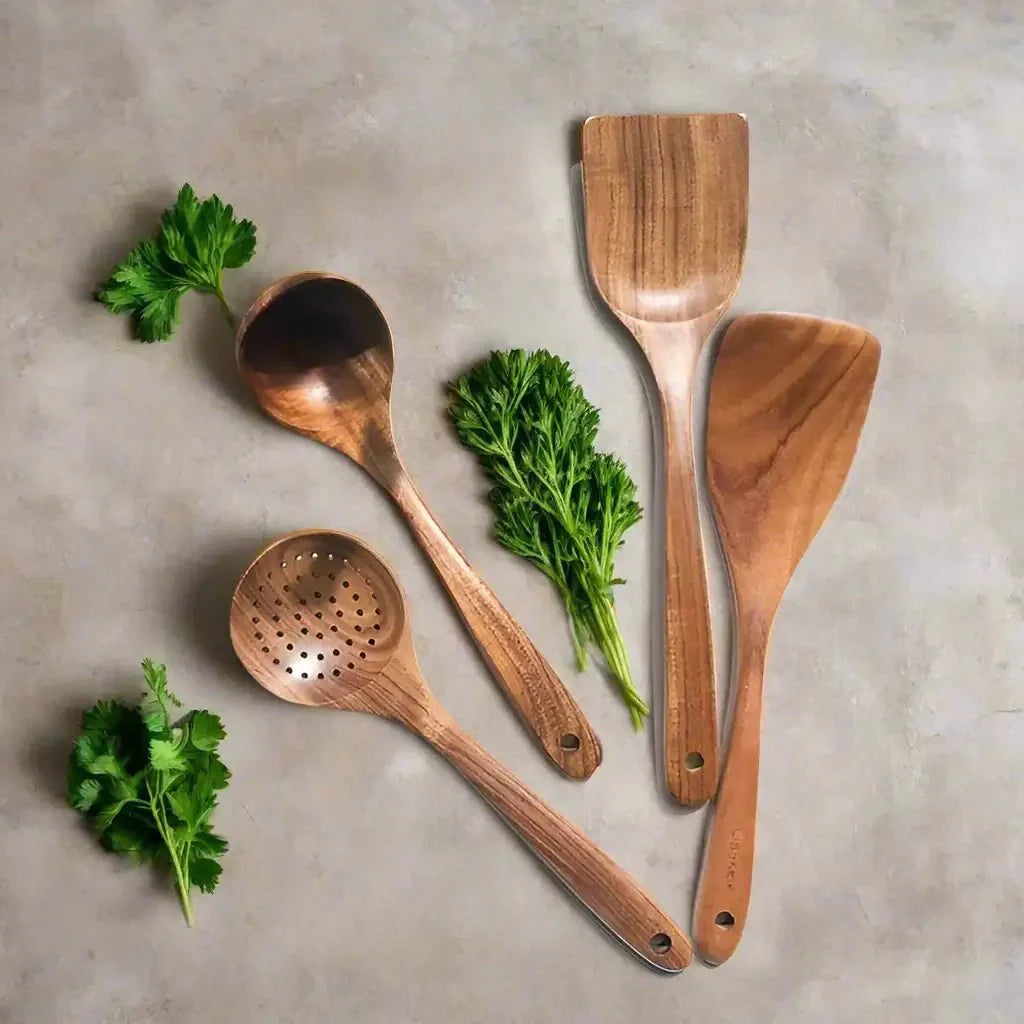 Teak Wooden Kitchen Utensils Set