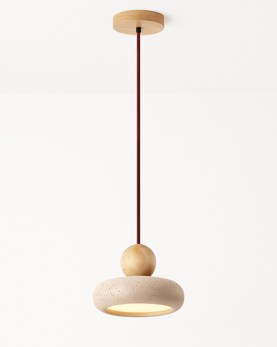 TraverLamp Wabi Sabi Floating Travertine Pendant Light