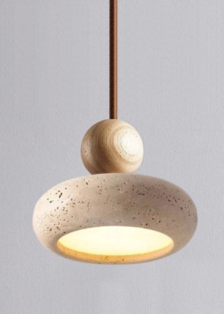 TraverLamp Wabi Sabi Floating Travertine Pendant Light