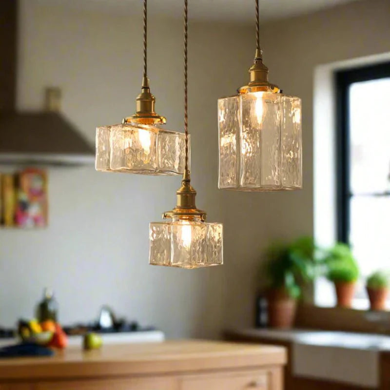 Vintage Glass Stone Pendant Light