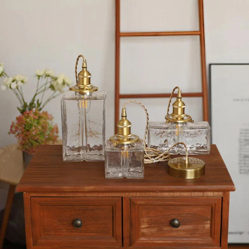 Vintage Glass Stone Pendant Light