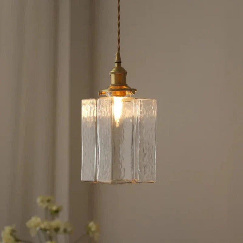 Vintage Glass Stone Pendant Light