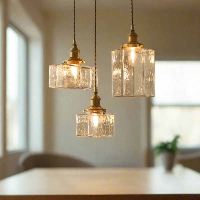 Vintage Glass Stone Pendant Light