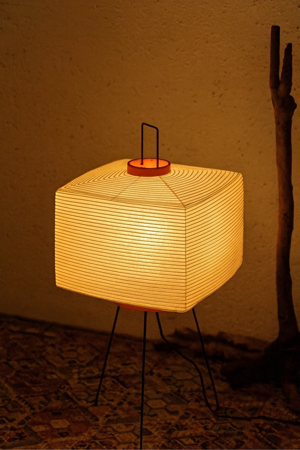 Wabi-Sabi Tripod Rice Paper Floor Lamp