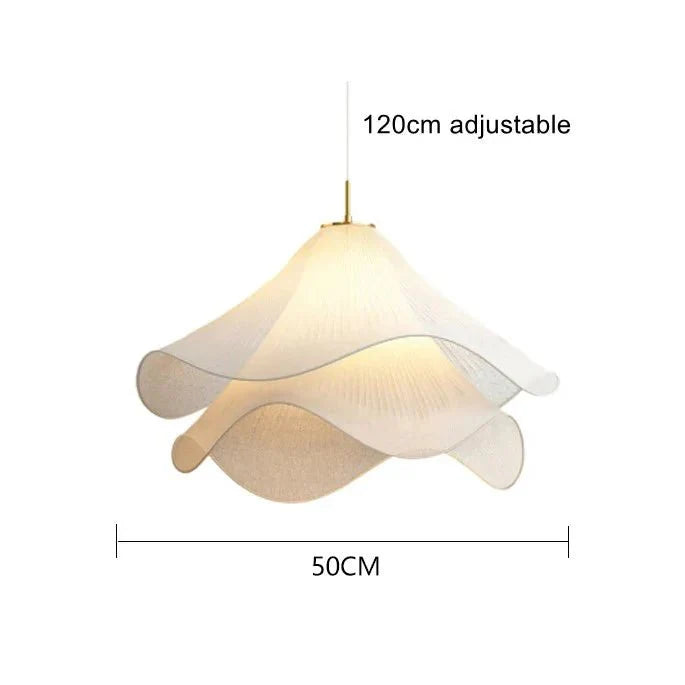White Fabric Flower LED Pendant Light