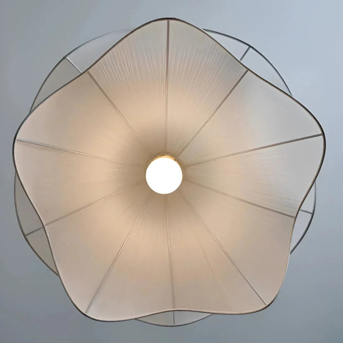 White Fabric Flower LED Pendant Light