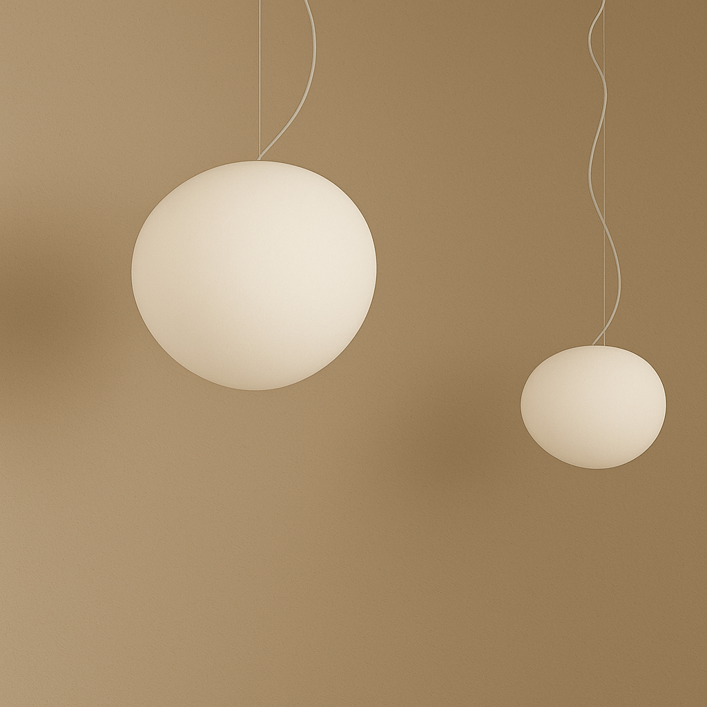 White Glass Globe Pendant Light with Adjustable Wire