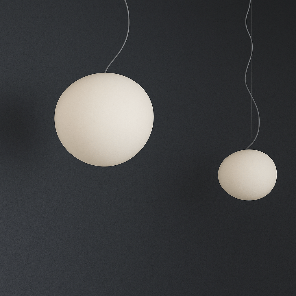 White Glass Globe Pendant Light with Adjustable Wire