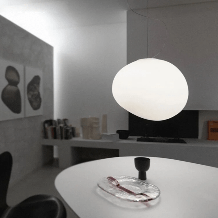 White Glass Globe Pendant Light with Adjustable Wire