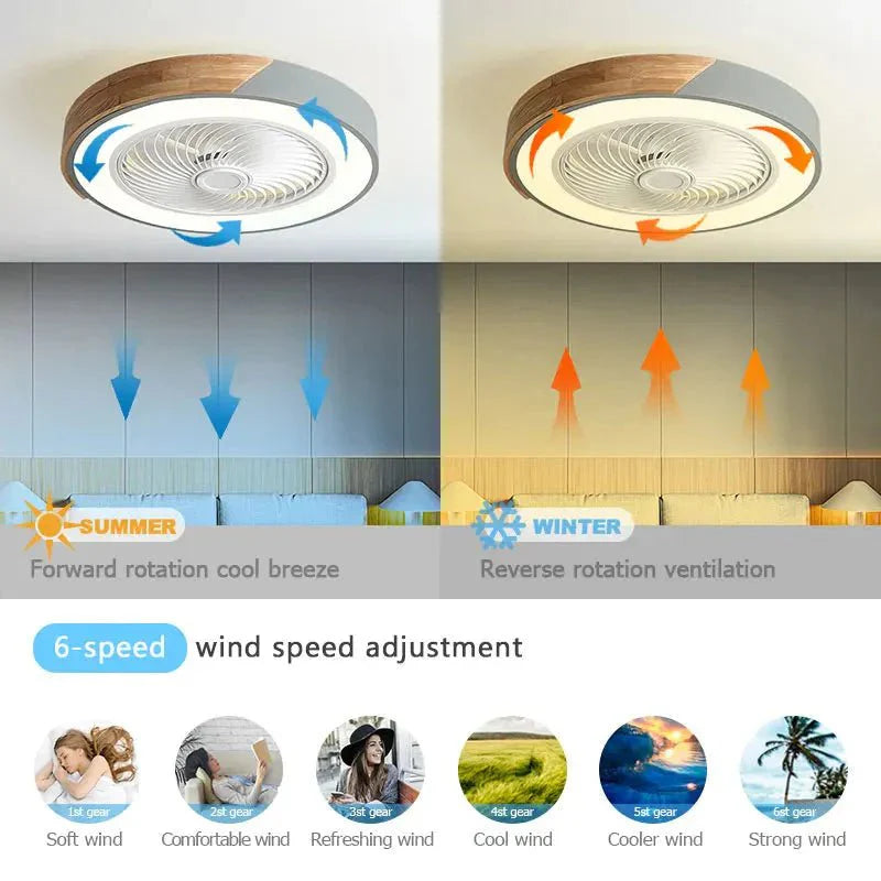 Wood Ceiling Fans with LED Lights