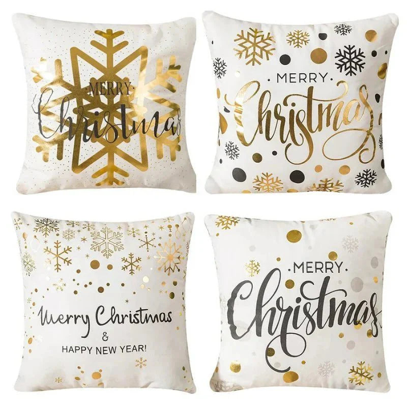 4-Pack Christmas Cushion Covers - Decorative Pillow Covers