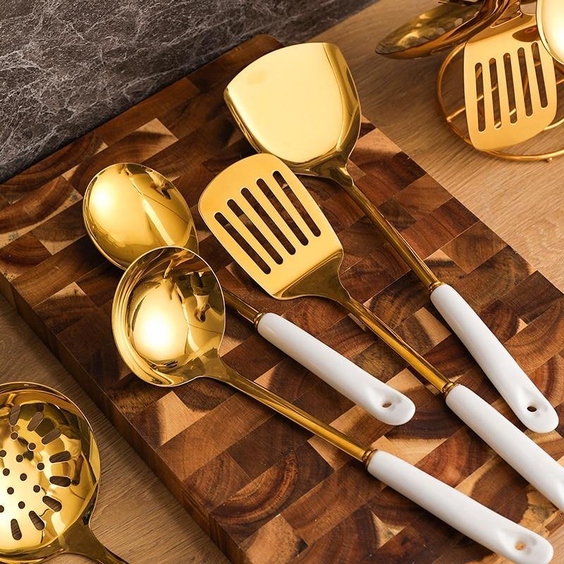 7-Piece Stainless Steel Kitchen Utensil Set with Stand