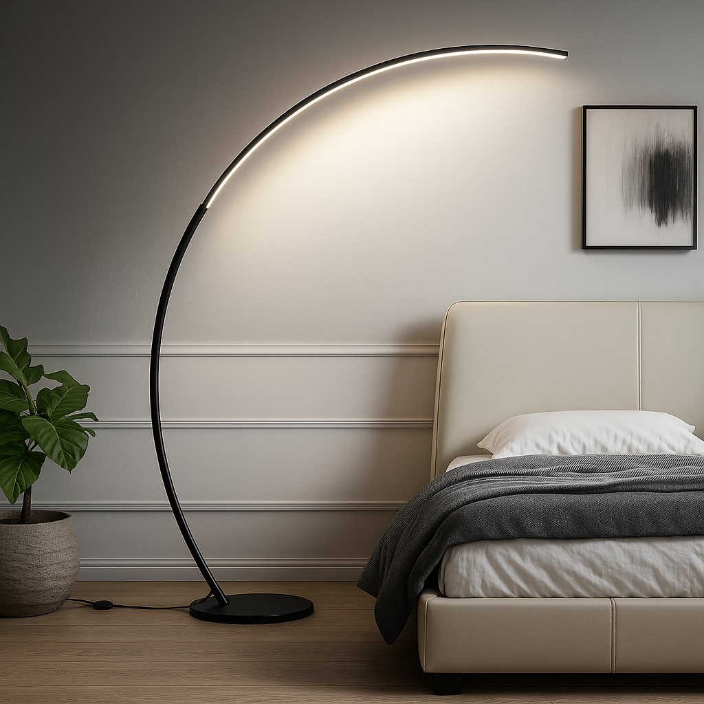 Arc Dimmable Black Floor Lamp | Nordic LED Stand Light