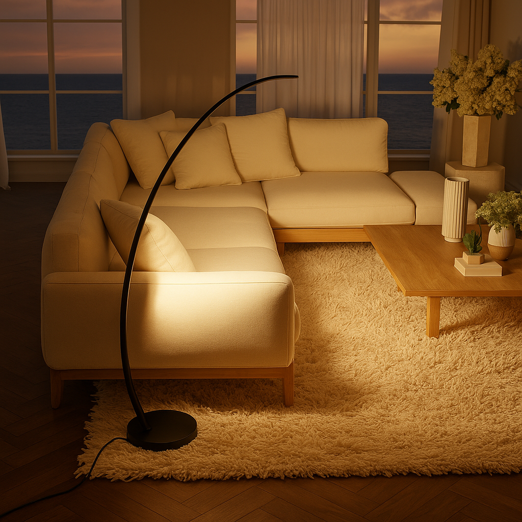 Arc Dimmable Black Floor Lamp | Nordic LED Stand Light