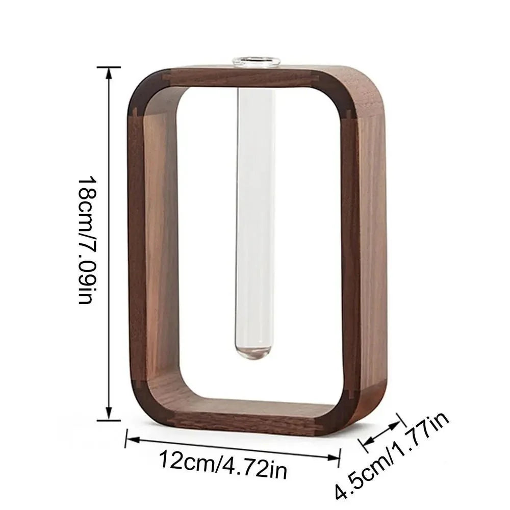 Artistic Hydroponic Glass & Wooden Vase