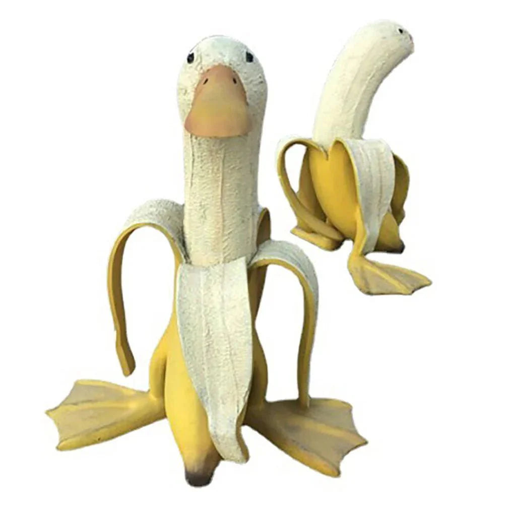 Banana Duck Sculpture – Quirky Resin Decor