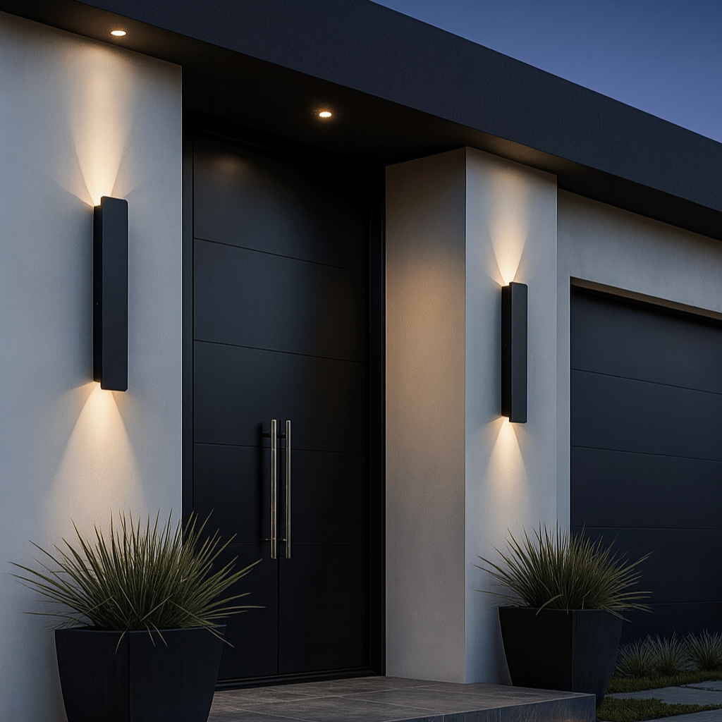 Black Long Outdoor Wall Light