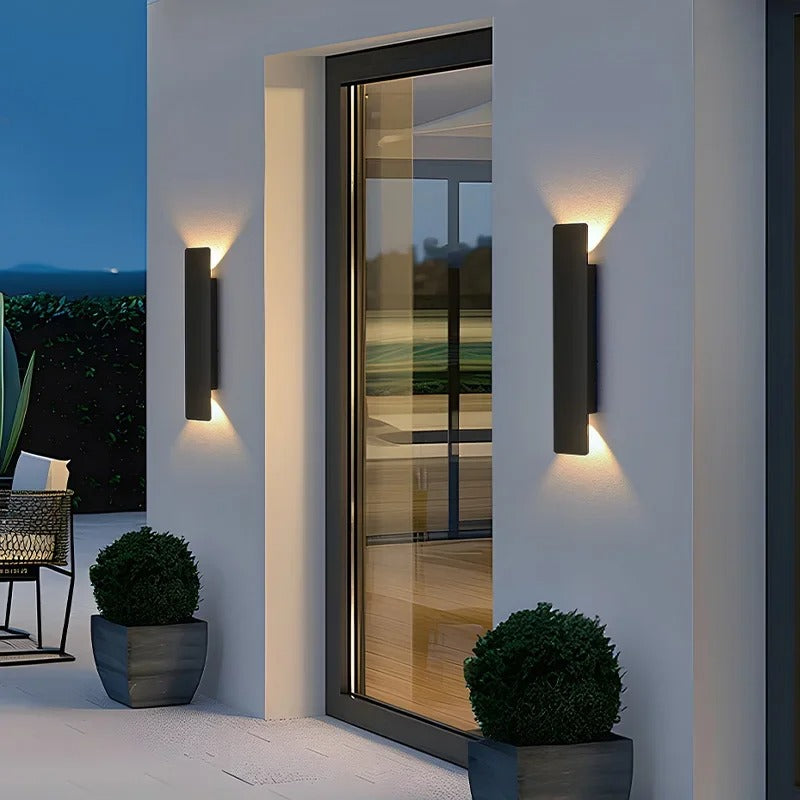 Black Long Outdoor Wall Light