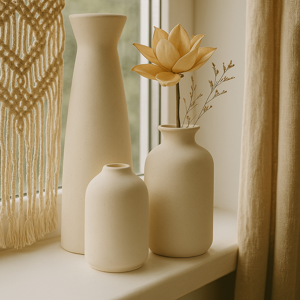 Boho Ceramic Flower Vase Set Handmade