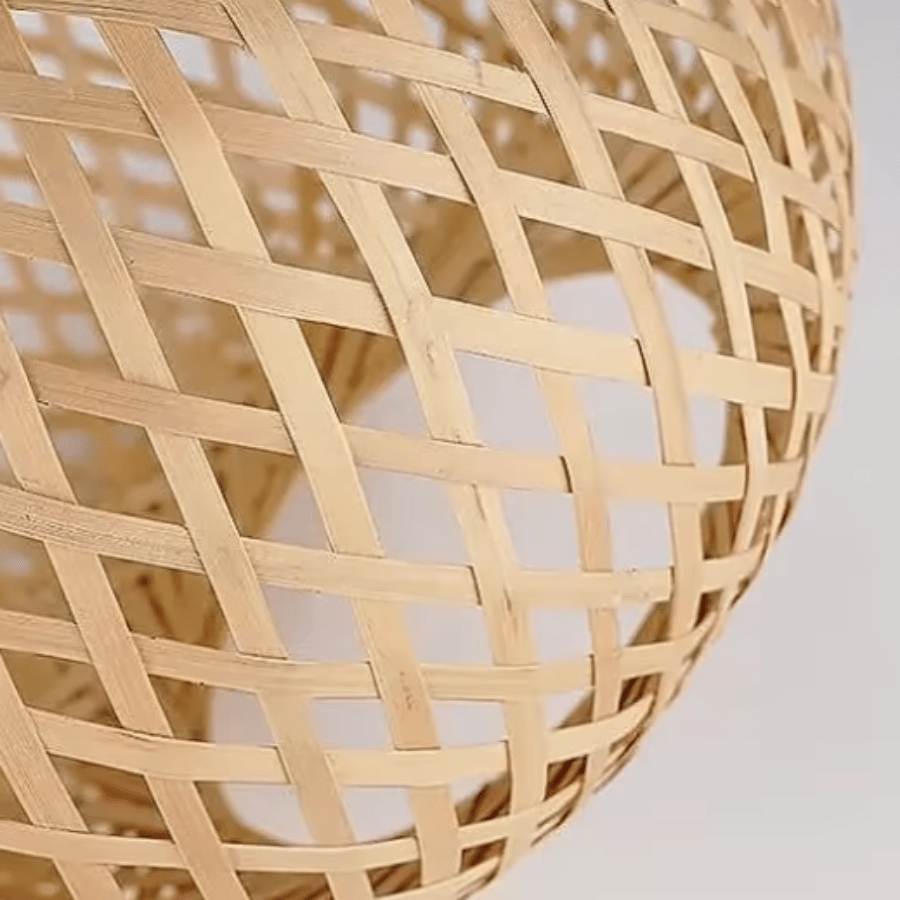 Boho Handwoven Bamboo Hanging Wall Light