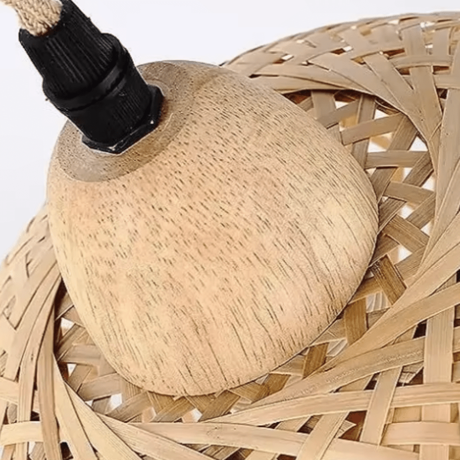 Boho Handwoven Bamboo Hanging Wall Light