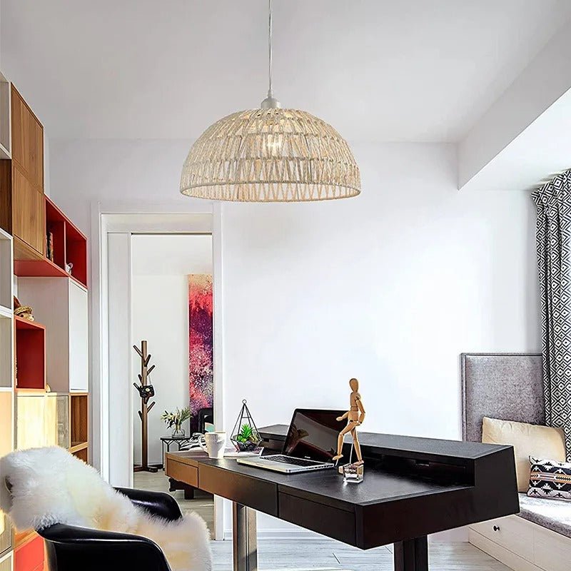 Boho Hand Knitted Japanese Rope Pendant Light