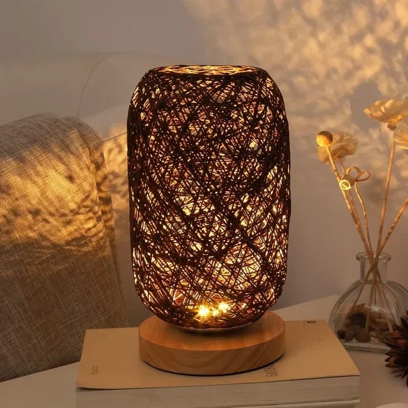 Boho Rattan Table Lamp