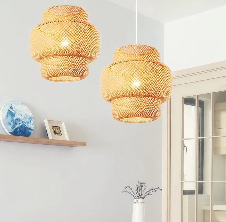 Boho Tiered Rattan Pendant Lampshade