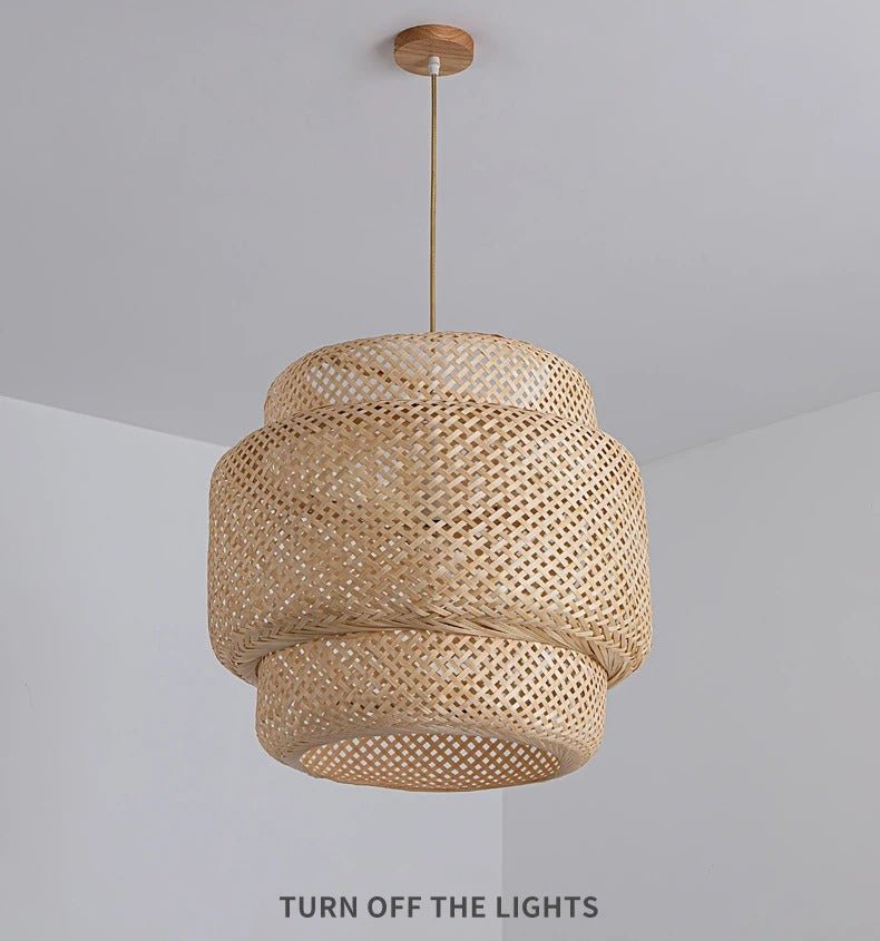 Boho Tiered Rattan Pendant Lampshade