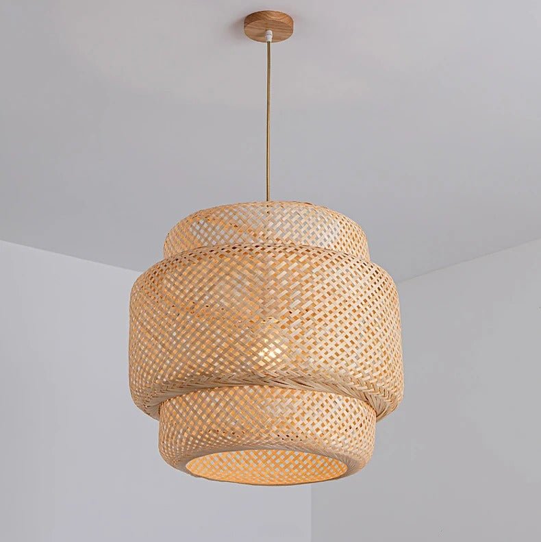 Boho Tiered Rattan Pendant Lampshade