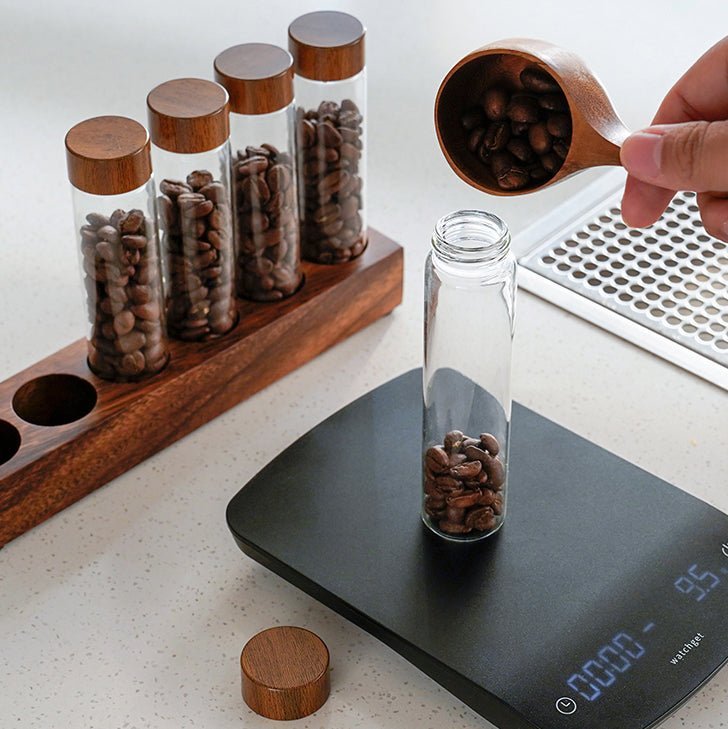 Coffee Beans Storage Container Tube Glass Display Rack