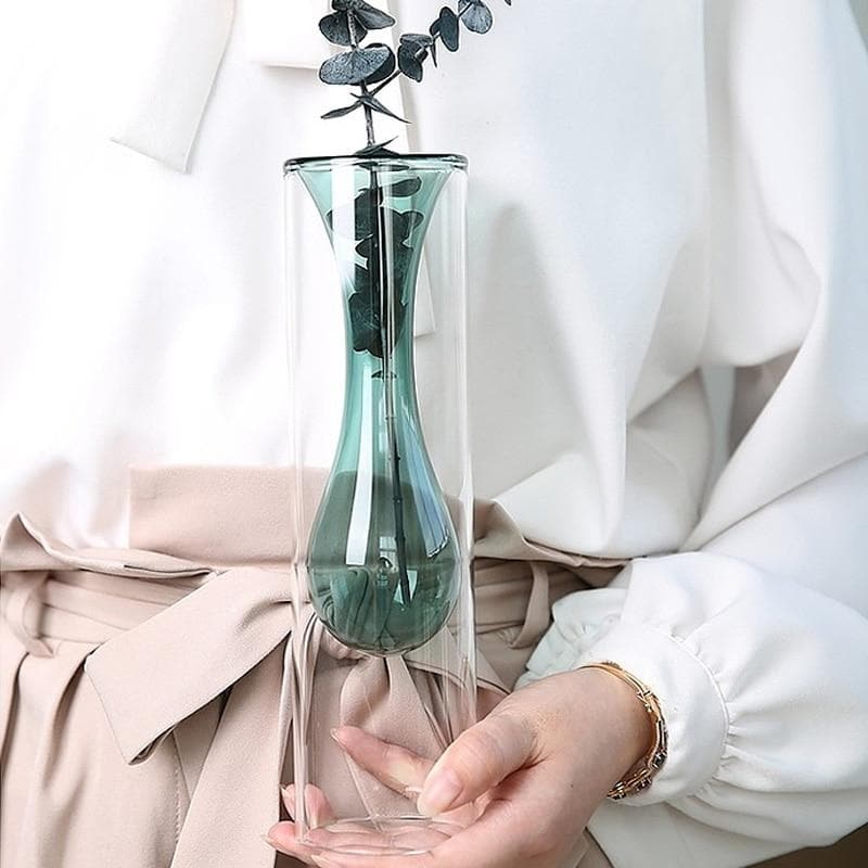 Color Inlay Double Glass Vase