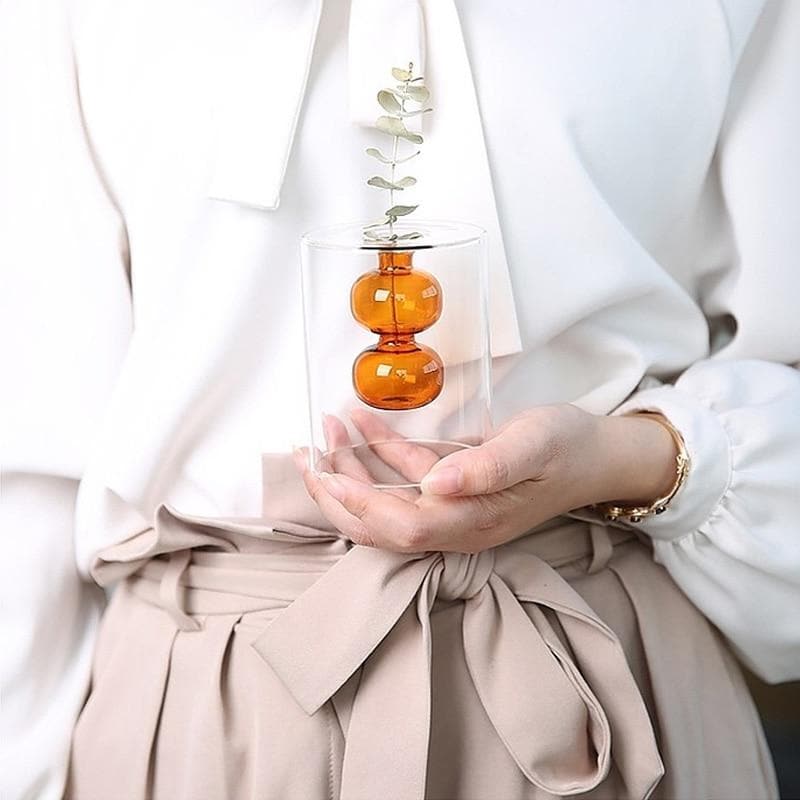 Color Inlay Double Glass Vase