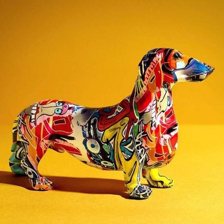 Colorful Dachshund Sculpture – Realistic Resin Art