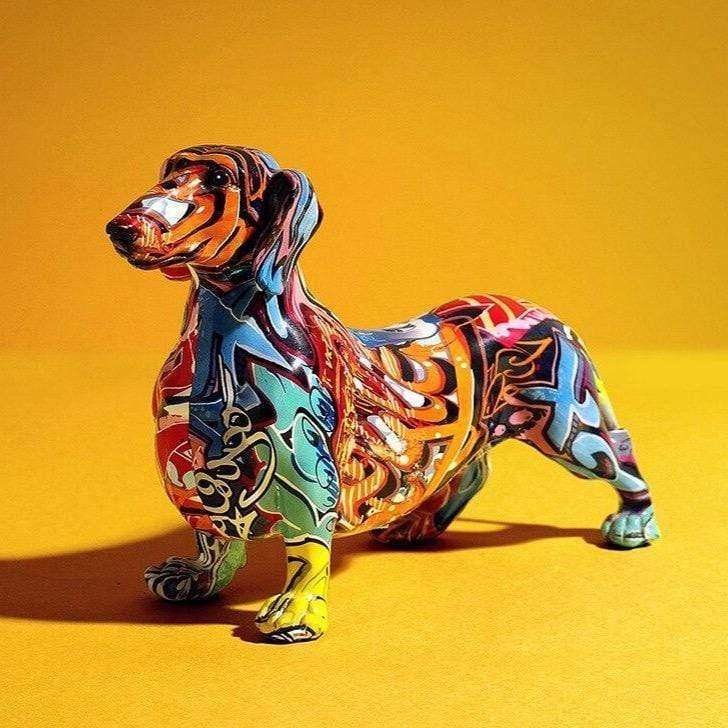 Colorful Dachshund Sculpture – Realistic Resin Art