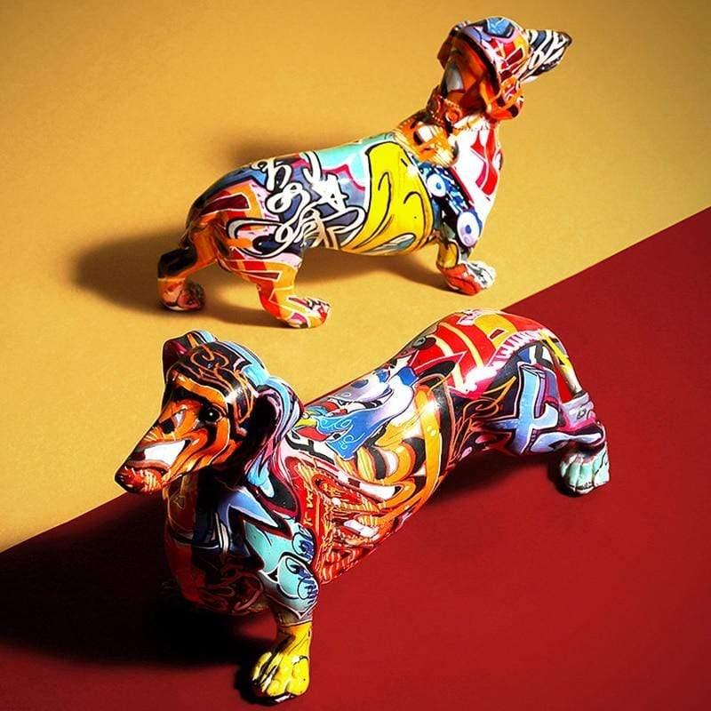 Colorful Dachshund Sculpture – Realistic Resin Art