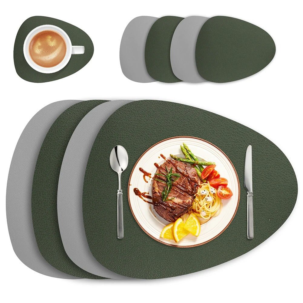 Ecological Leather Dual-Sided Placemats Set - Waterproof and Oil-Proof